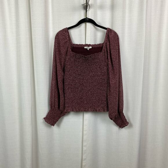 Madewell Burgundy Smocked Blouse - Picture 5 of 12